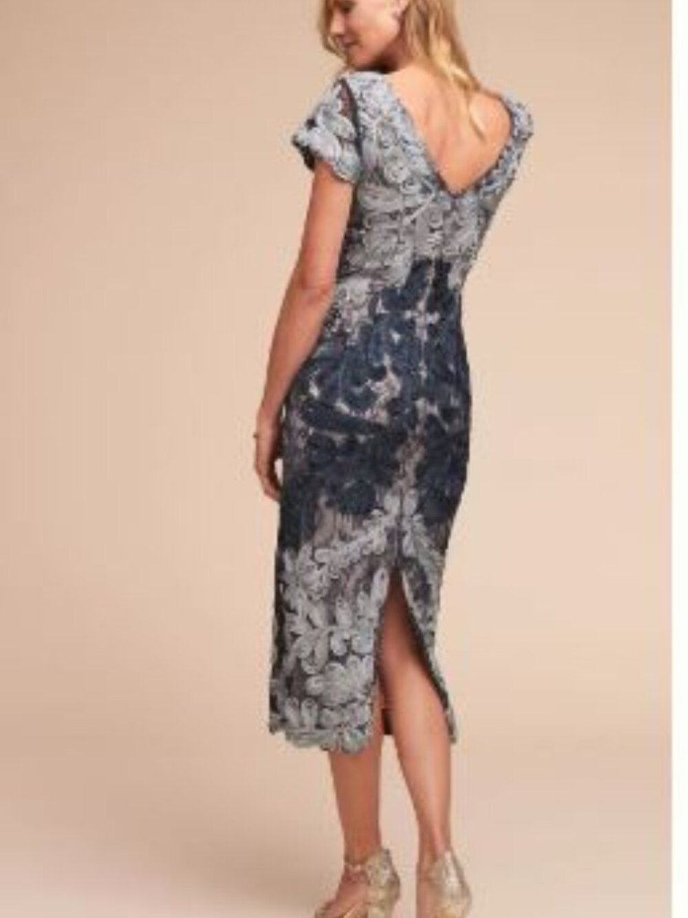 JS Collection BHLDN Anthropologie Santiago Dress XS 0 Midi Lace Cocktail Wedding - Picture 3 of 14